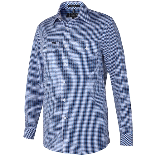 WORKWEAR, SAFETY & CORPORATE CLOTHING SPECIALISTS  - Pilbara Mens Y/D Check, Dual Pocket, L/S Shirt
