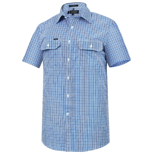 WORKWEAR, SAFETY & CORPORATE CLOTHING SPECIALISTS  - Pilbara Mens Y/D Check, Dual Pocket, S/S Shirt