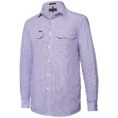WORKWEAR, SAFETY & CORPORATE CLOTHING SPECIALISTS  - Pilbara Mens Y/D Check, Dual Pocket, L/S Shirt