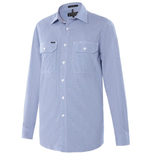 WORKWEAR, SAFETY & CORPORATE CLOTHING SPECIALISTS  - Pilbara Mens Y/D Check, Dual Pocket, L/S Shirt