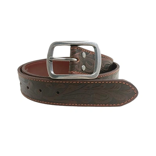 WORKWEAR, SAFETY & CORPORATE CLOTHING SPECIALISTS  - Pilbara Western Oval Buckle Tooled Leather Belt