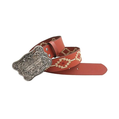 WORKWEAR, SAFETY & CORPORATE CLOTHING SPECIALISTS  - Pilbara Western Rodeo Buckle Navajo Leather Belt