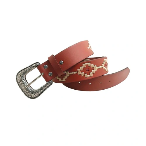 WORKWEAR, SAFETY & CORPORATE CLOTHING SPECIALISTS  - Pilbara Western Dress Buckle Navajo Leather Belt