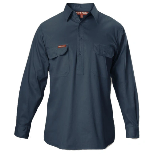 WORKWEAR, SAFETY & CORPORATE CLOTHING SPECIALISTS  - Foundations - Cotton Drill Closed Front Shirt Long Sleeve